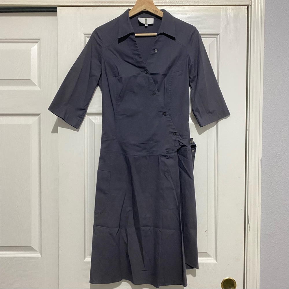 Vintage Y2K Irene Van Ryb Gray Wrap Buckle Dress Women's 36 US 6